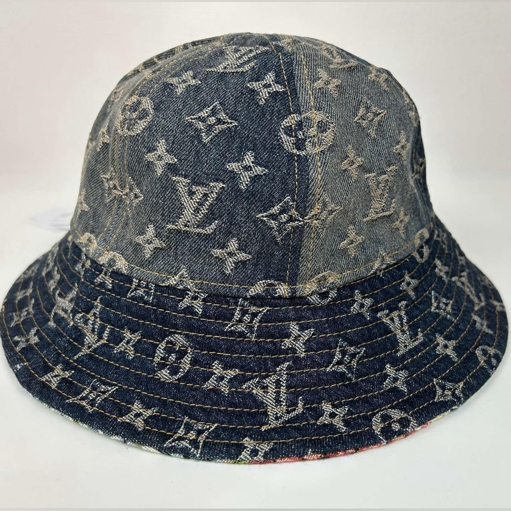 Louis Vuitton Multicolor Floral Bucket Hat Reversible denim print - Picture 2 of 11